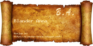 Blander Anna névjegykártya
