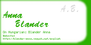 anna blander business card